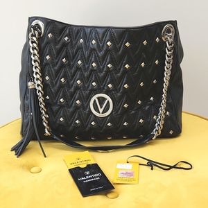 VALENTINO SHOULDER STUDDED LEATHER BAG